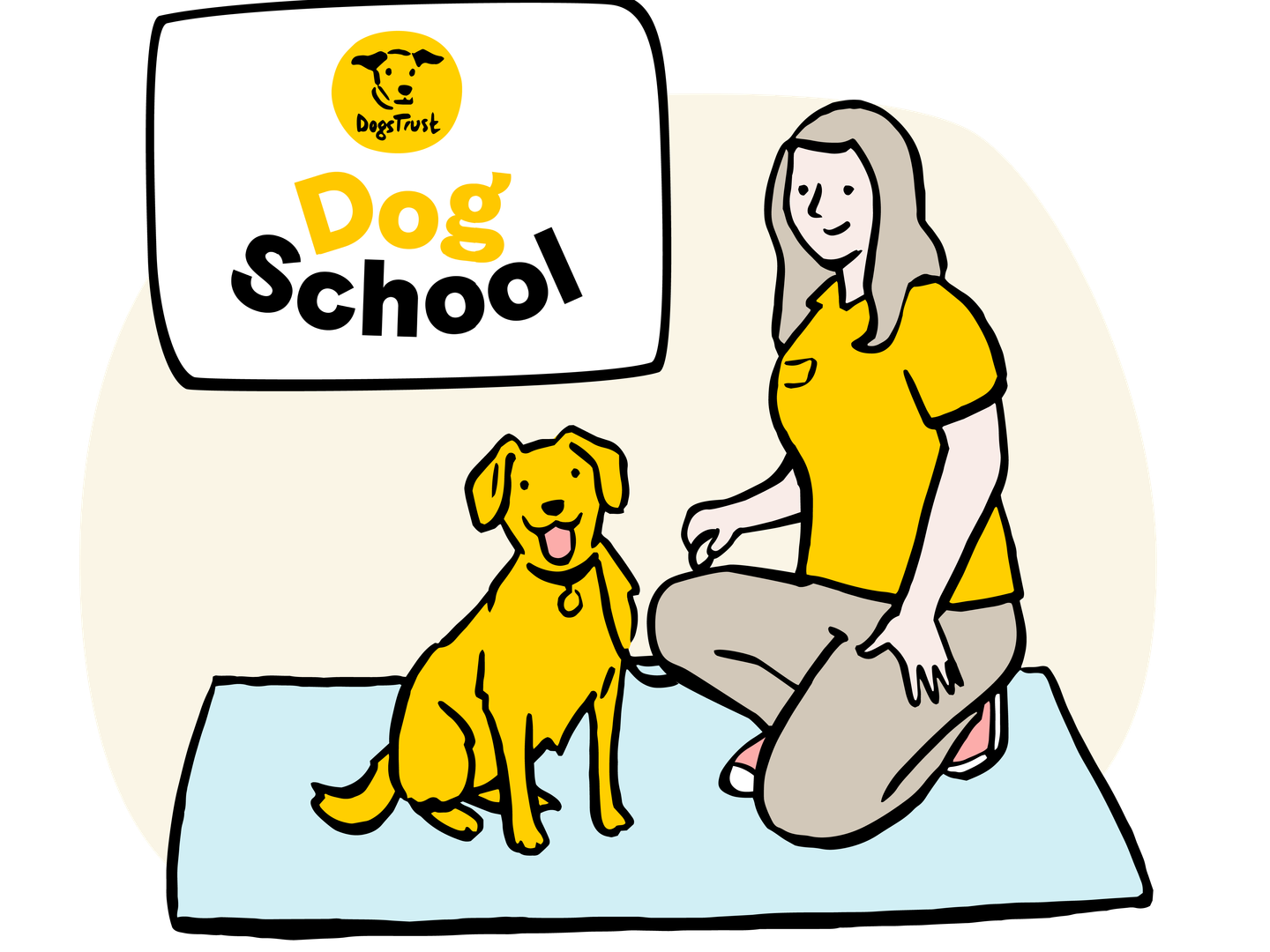 Dog School trainer & dog illustration